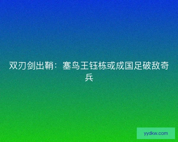 双刃剑出鞘：塞鸟王钰栋或成国足破敌奇兵